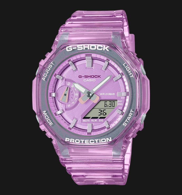 Casio G-Shock GMA-S2100SK-4ADR CasiOak Digital Analog Dial Pink Transparent Resin Band