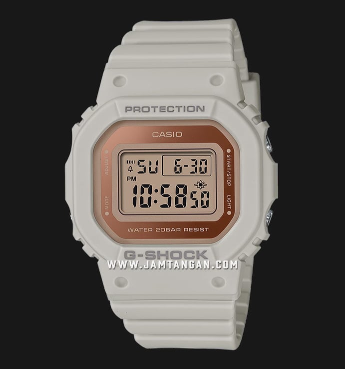 Casio G-Shock GMD-S5600-8DR Ladies Rose Gold Digital Dial White Resin Band