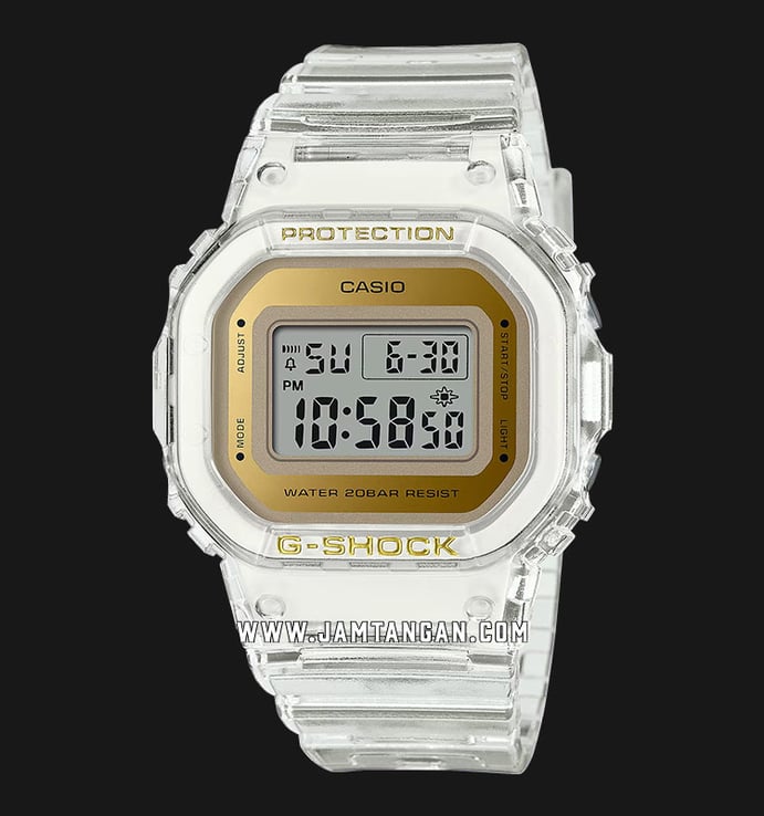 Casio G-Shock GMD-S5600SG-7DR Skeleton Gold S Series Digital Dial Transparent Resin Band