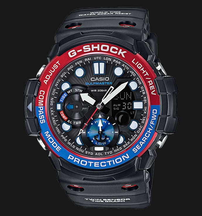 Casio G-Shock GULFMASTER GN-1000-1ADR Digital Analog Dial Black Resin Strap