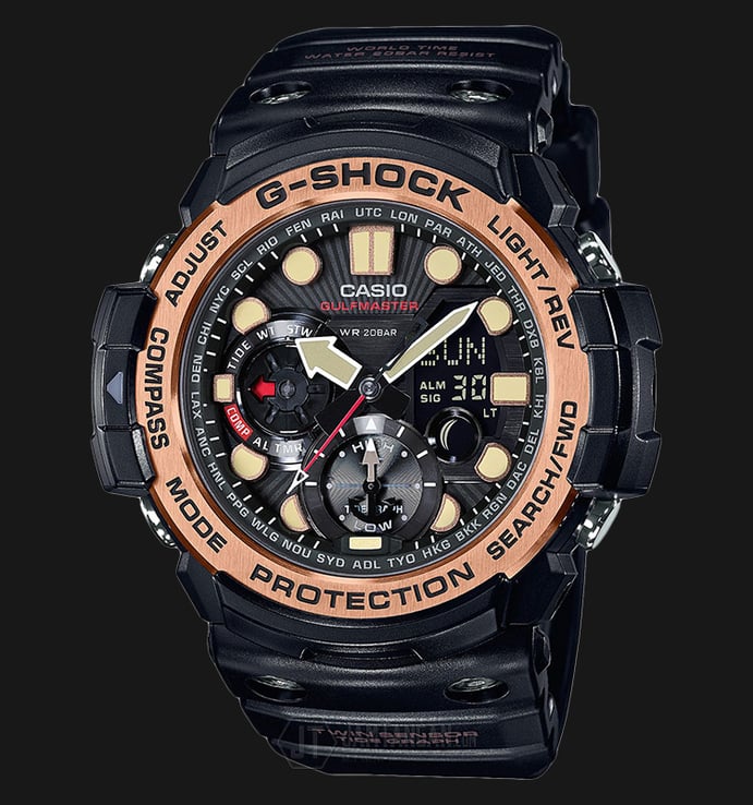 Casio G-Shock GULFMASTER GN-1000RG-1ADR Rosegold Bezel Stainless Steel Resin Band