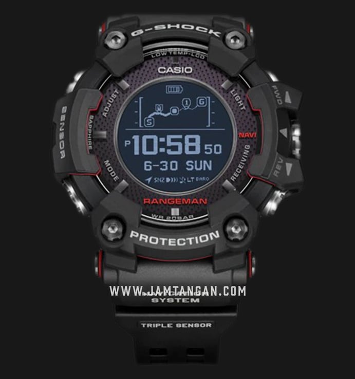 Casio G-Shock GPR-B1000-1JR Rangeman Professional Extreme Survival Fitness Black Resin Strap (JDM)