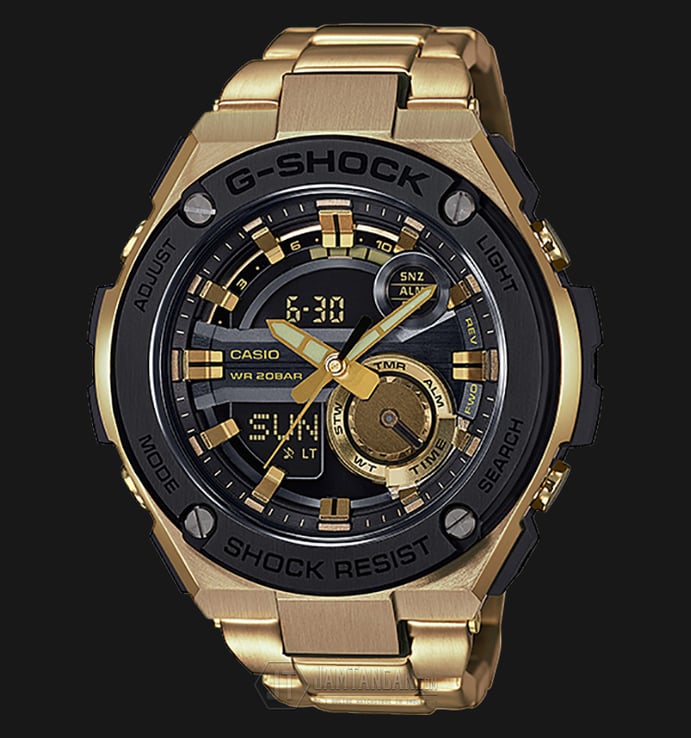 Casio G-SHOCK GST-210GD-1ADR - Water Resistance 200M Gold Stainless Steel Band
