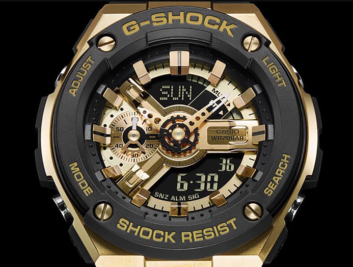 Casio G-Shock G-Steel GST-400G-1A9DR_MSG-400G-1A2DR Couple Digital Analog Dial Black Resin Strap