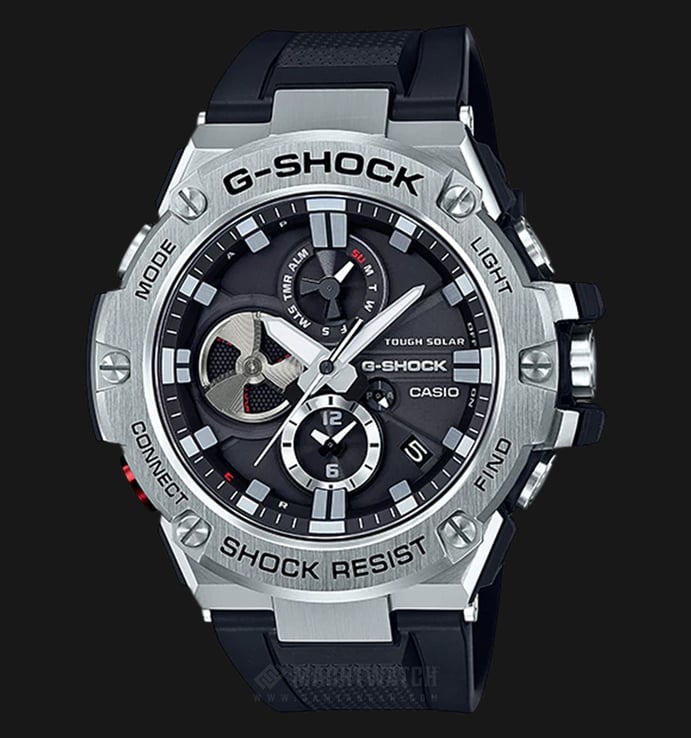 Casio G-Shock G-Steel GST-B100-1ADR Men Black Dial Black Resin Strap