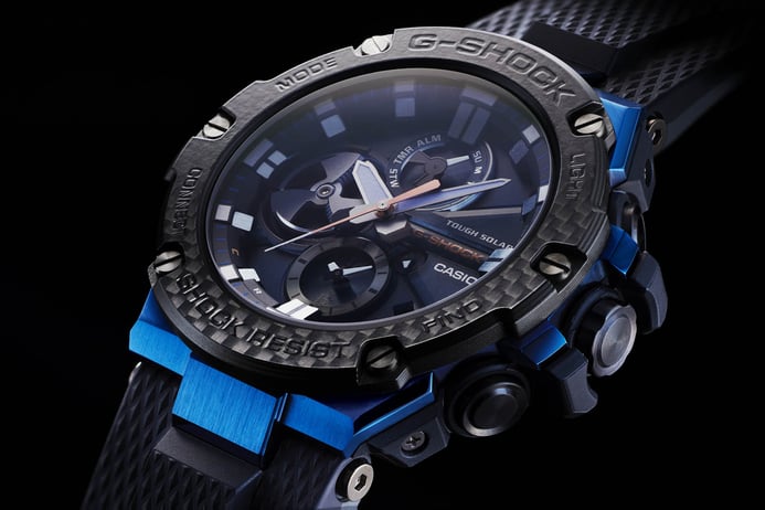 Casio G-Shock GST-B100XB-2ADR G-Steel Men Blue Analog Dial Black Resin Strap