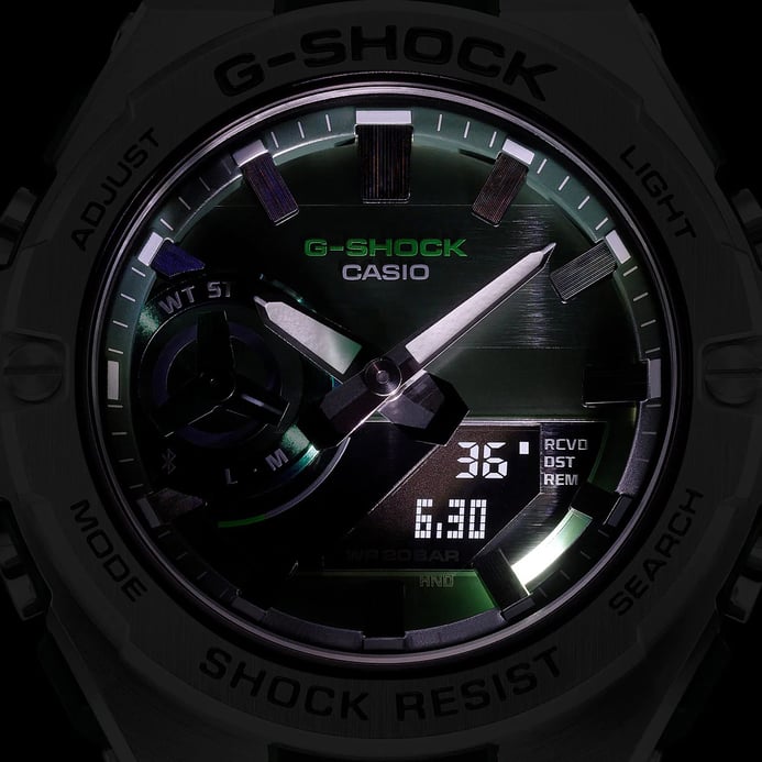 Casio G-Shock G-Steel GST-B500AD-3ADR Tough Solar Green Digital Analog Dial Stainless Steel Band