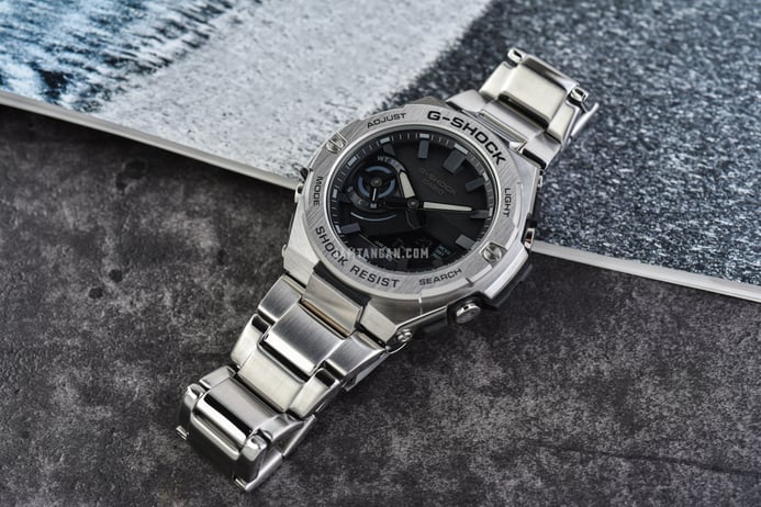 Casio G-Shock G-Steel GST-B500D-1A1DR Tough Solar Black Dial Stainless Steel Band