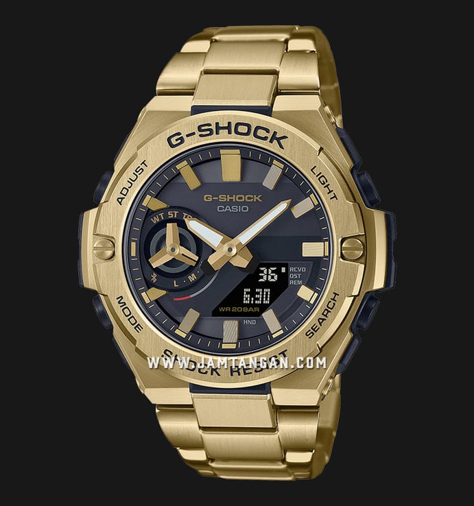Casio G-Shock G-Steel GST-B500GD-9ADR Tough Solar Digital Analog Dial Gold Stainless Steel Band