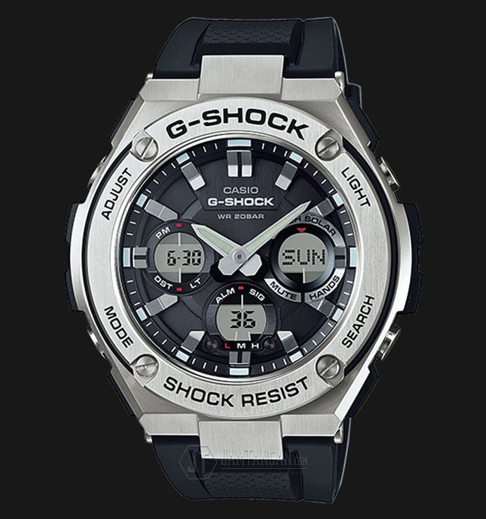 Casio G-Shock G-Steel GST-S110-1ADR Tough Solar Digital Analog Dial Black Resin Band