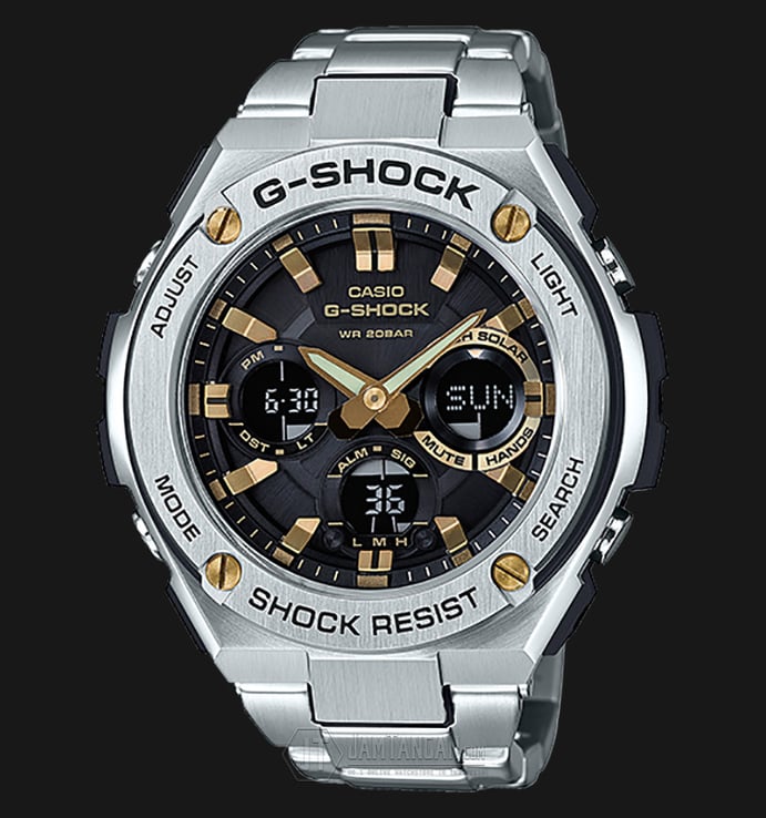 Casio G-Shock GST-S110D-1A9DR Digital Analog Dial Stainless Steel Band