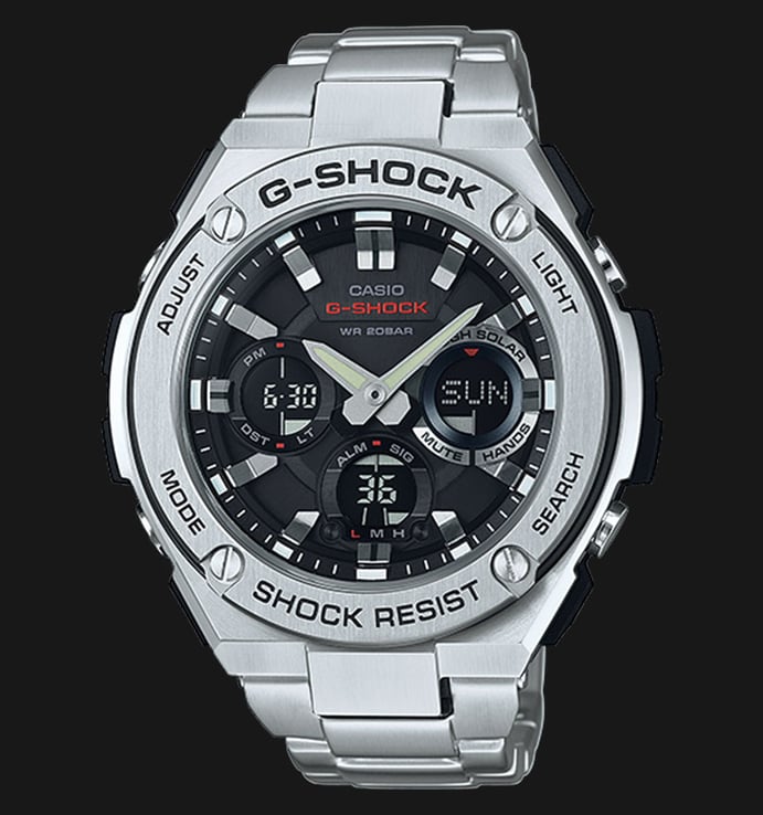 Casio G-Shock G-Steel GST-S110D-1ADR Tough Solar Digital Analog Dial Stainless Steel Band
