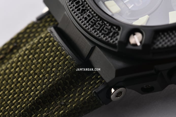 Casio G-Shock G-Steel GST-S130BC-1A3DR Men Black Digital Analog Dial Green Olive Nylon Strap
