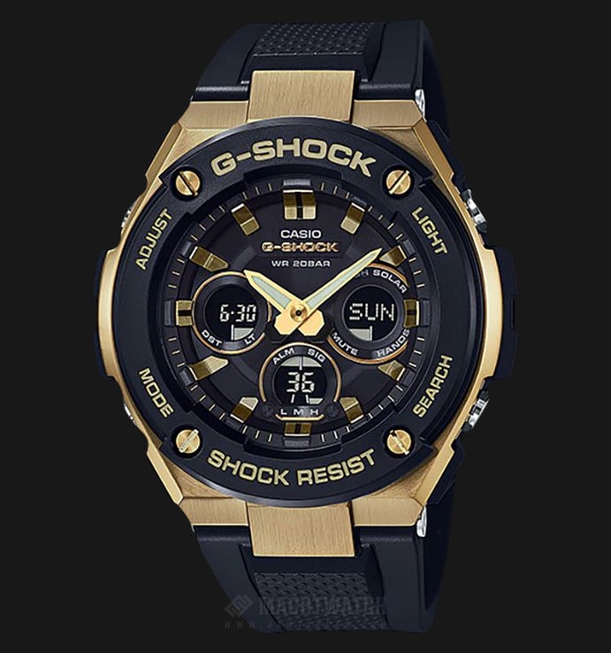 Casio G-Shock G-Steel GST-S300G-1A9DR Tough Solar Gold Case Black Rubber Strap
