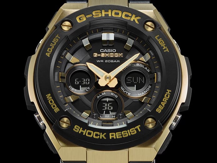 Casio G-Shock G-Steel GST-S300G-1A9DR Tough Solar Gold Case Black Rubber Strap