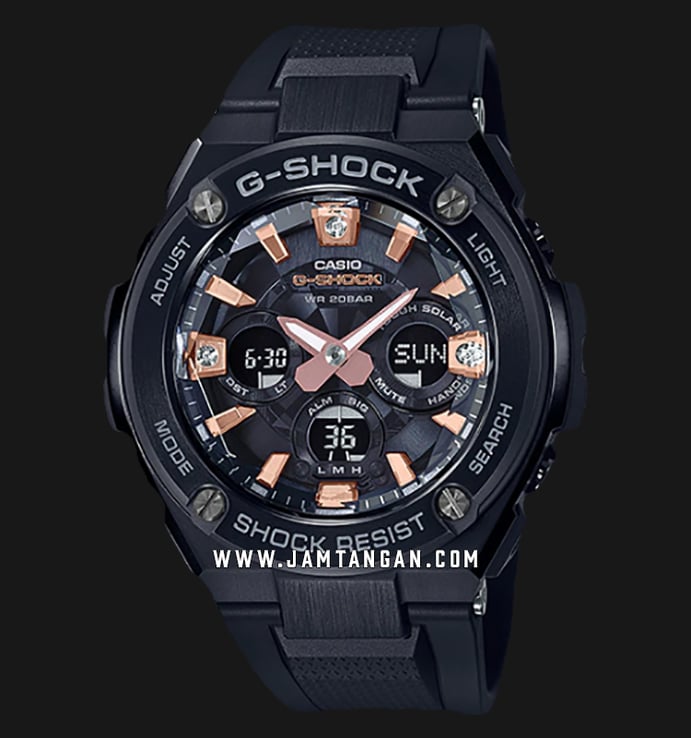 Casio G-Shock GST-S310BDD-1ADR G-Steel Tough Solar Black Case Black Rubber Strap
