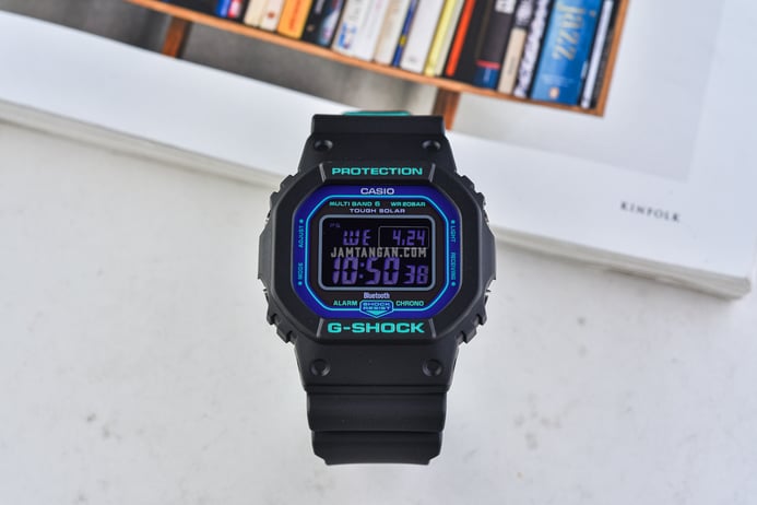 Casio G-Shock GW-B5600BL-1DR 90’S Blue and Purple Accent Series Digital Dial Black Resin Band