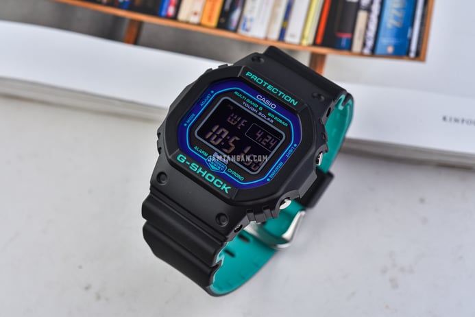 Casio G-Shock GW-B5600BL-1DR 90’S Blue and Purple Accent Series Digital Dial Black Resin Band