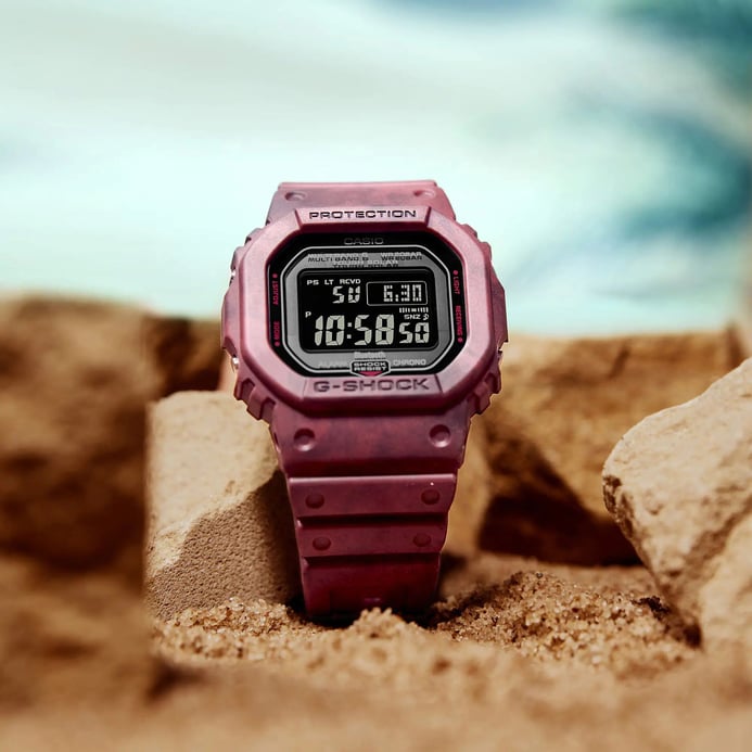 Casio G-Shock GW-B5600SL-4DR Sand And Land Series Tough Solar Digital Dial Red Resin Band