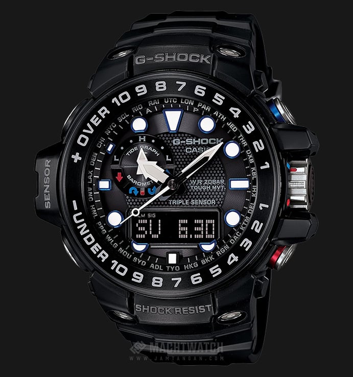 Casio G-Shock Gulfmaster GWN-1000B-1AJF Men Black Digital Analog Dial Black Resin Strap