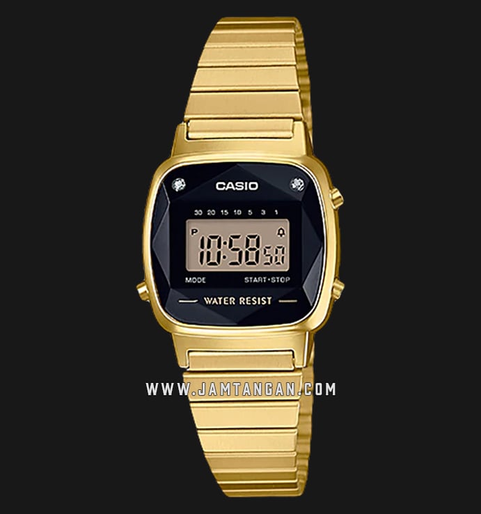 Casio General LA670WGAD-1DF Vintage Ladies Digital Dial Gold Stainless Steel Band