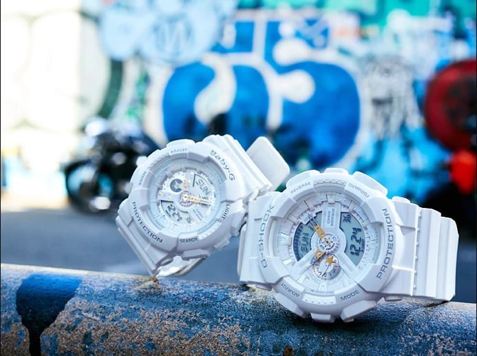 Casio G-Shock Presents Lovers Collection LOV-17A-7ADR Couple Digital Analog Dial White Resin Strap