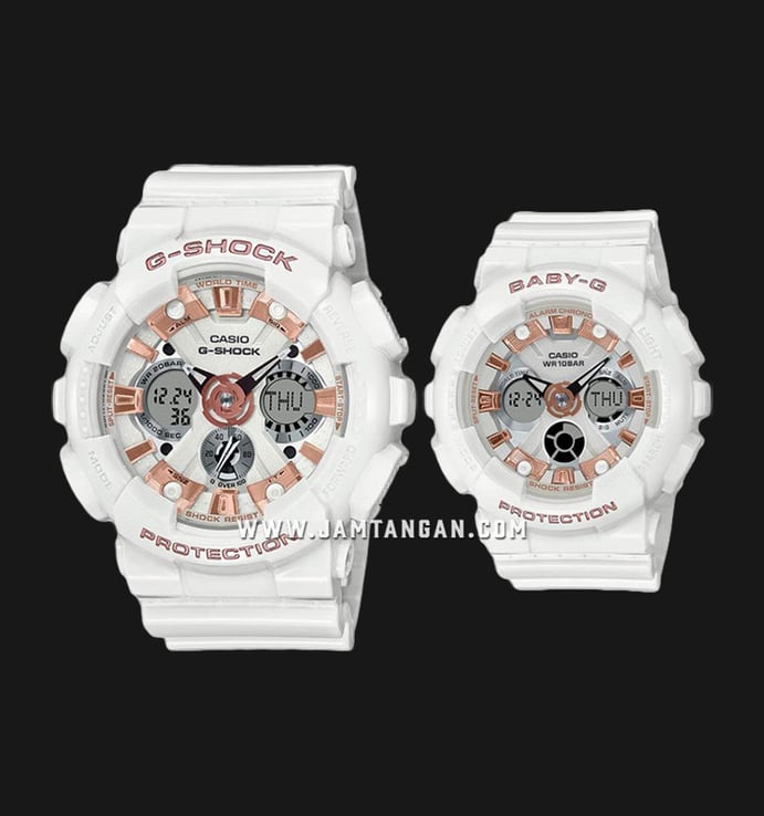 Casio G-Shock LOV-20A-7ADR Presents Lovers Collection Digital Dial White Resin Band
