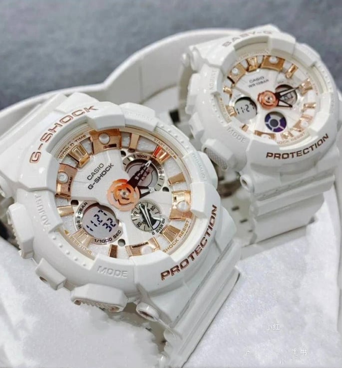 Casio G-Shock LOV-20A-7ADR Presents Lovers Collection Digital Dial White Resin Band