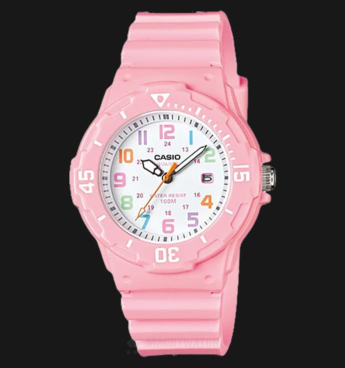 Casio General LRW-200H-4B2VDF 100m Water Resistant White Dial Pink Resin Band