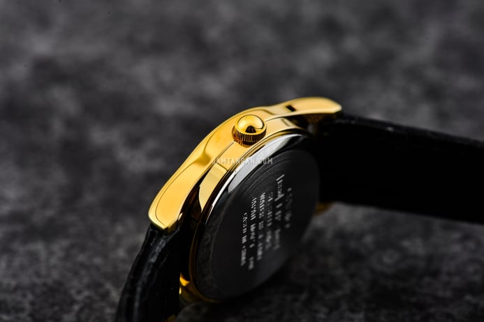 Casio General LTP-1094Q-7ARDF Enticer Ladies Gold Dial Black Leather Band