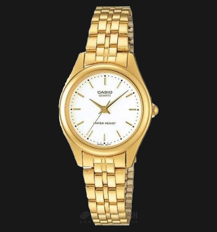 Casio General LTP-1129N-7ARDF Enticer Ladies White Dial Gold Stainless Steel Band