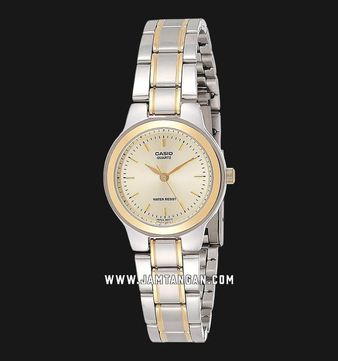 Casio General LTP-1131G-9ARDF Ladies Gold Dial Dual Tone Stainless Steel Strap