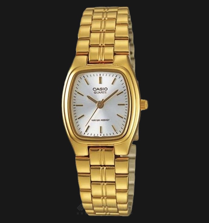 Casio General LTP-1169N-7ARDF Ladies Silver Dial Gold Stainless Steel Band