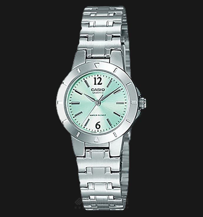 Casio General LTP-1177A-3ADF Ladies Green Dial Stainless Steel Band