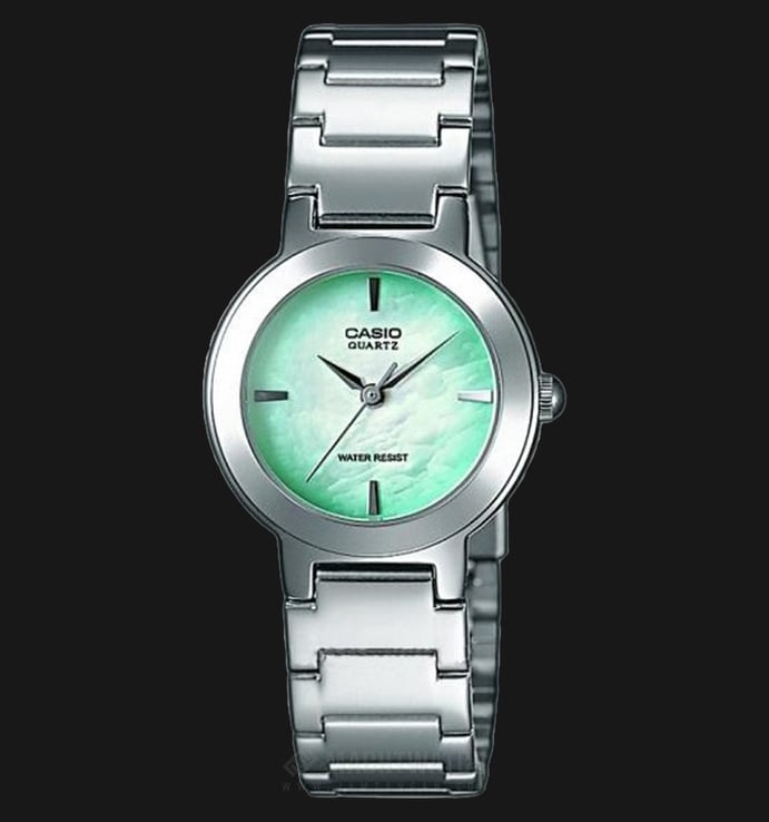 Casio General LTP-1191A-3CDF Enticer Ladies Green Pearl Dial Stainless Steel Band