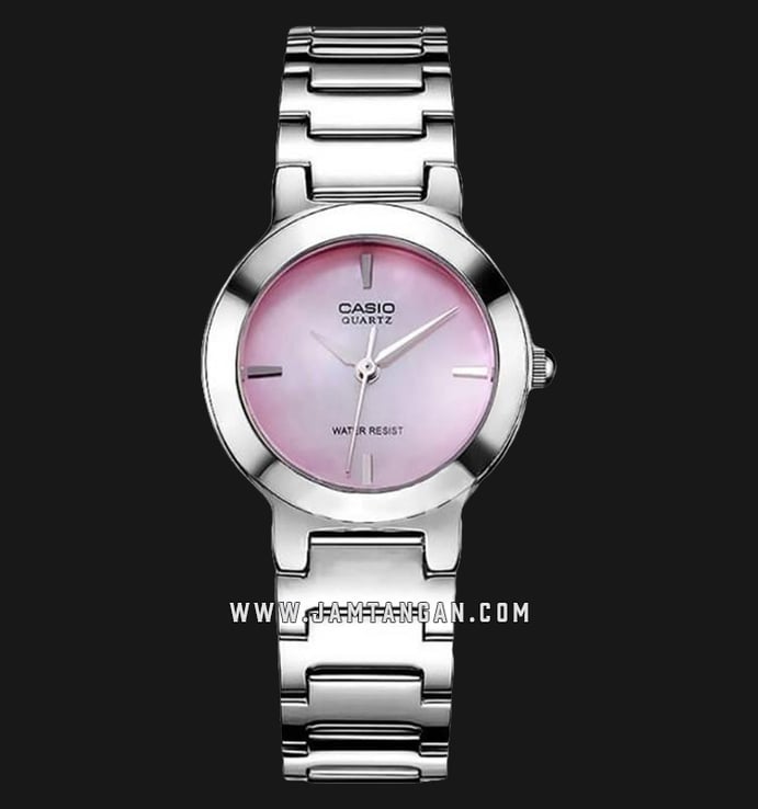 Casio LTP-1191A-4CDF Enticer Ladies Analog Pink Mother of Pearl Dial Stainless Steel Strap