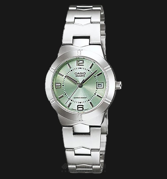 Casio General LTP-1241D-3ADF Enticer Ladies Green Dial Stainless Steel Band