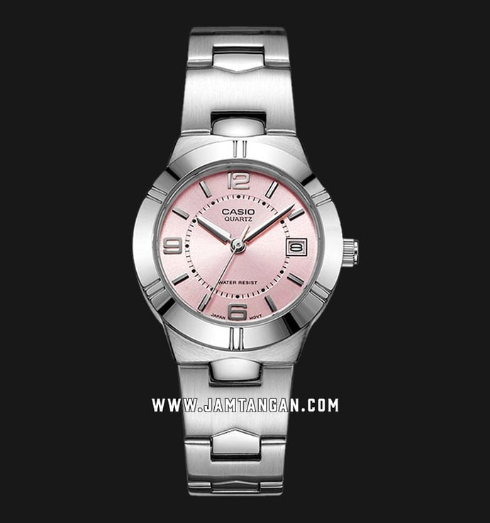 Casio General LTP-1241D-4ADF Enticer Ladies Pink Dial Stainless Steel Band