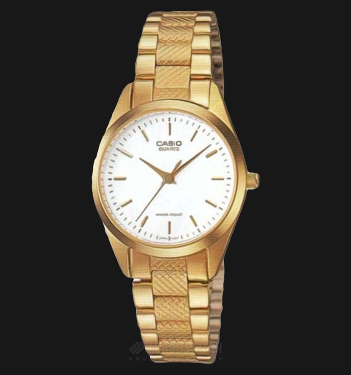 Casio General LTP-1274G-7ADF Enticer Ladies White Dial Gold Stainless Steel