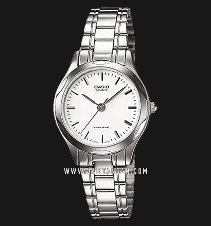Casio General LTP-1275D-7ADF Enticer Ladies White Dial Stainless Steel Strap
