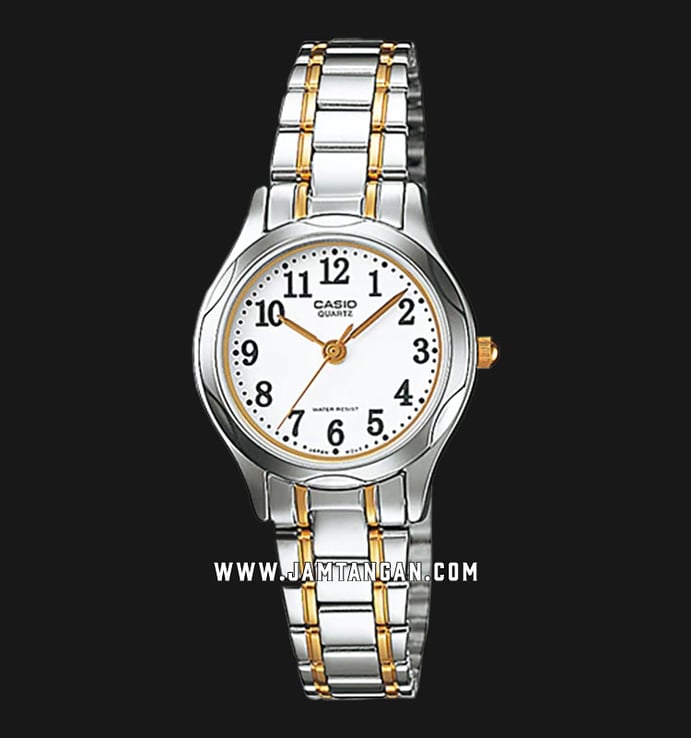 Casio General LTP-1275SG-7BDF Enticer Ladies White Dial Dual Tone Stainless Steel Band