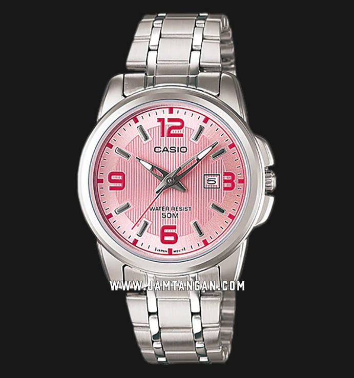 Casio General LTP-1314D-5AVDF Enticer Ladies Pink Dial Stainless Steel Band
