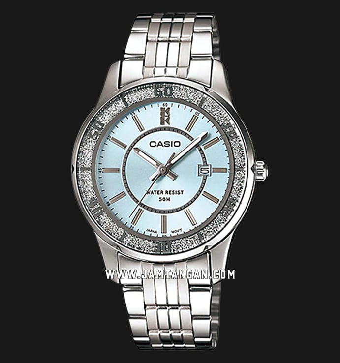 Casio General LTP-1358D-2AVDF Enticer Ladies Soft Blue Dial Stainless Steel Strap
