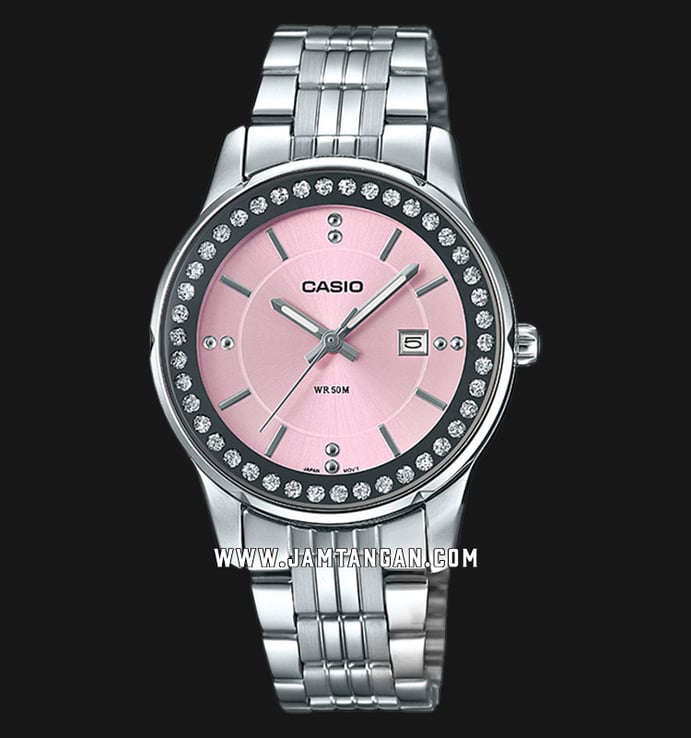 Casio General LTP-1358D-4A2VDF Ladies Pink Dial Stainless Steel Band