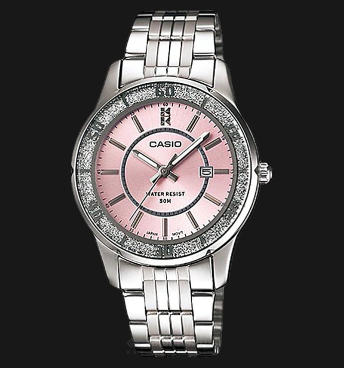 Casio LTP-1358D-4AVDF Enticer Ladies Pink Dial Stainless Steel Strap