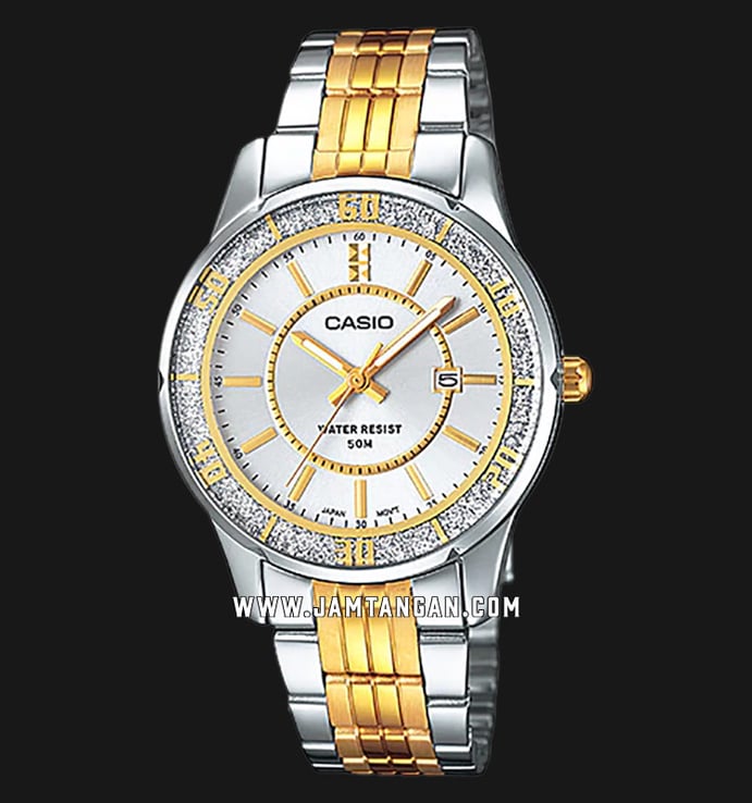 Casio LTP-1358SG-7AVDF Enticer Ladies Silver Dial Dual Tone Stainless Steel Strap
