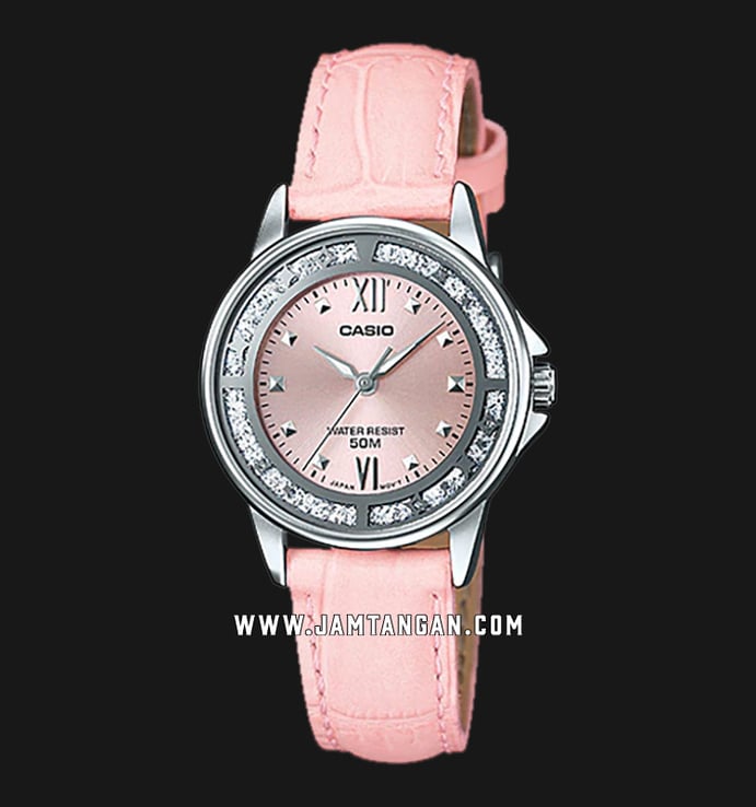 Casio LTP-1391L-4AVDF Enticer Ladies Pink Dial Pink Leather Strap