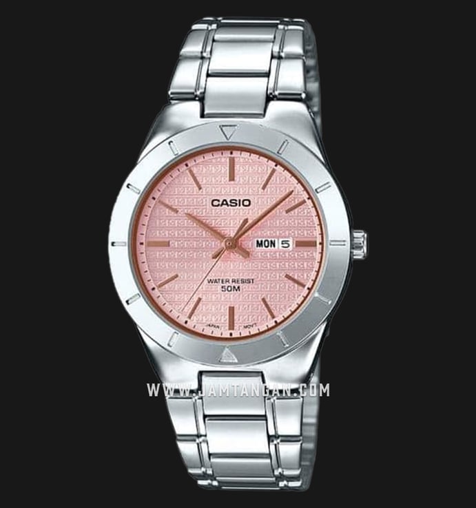 Casio General LTP-1410D-4A2VDF Ladies Pink Dial Stainless Steel Band
