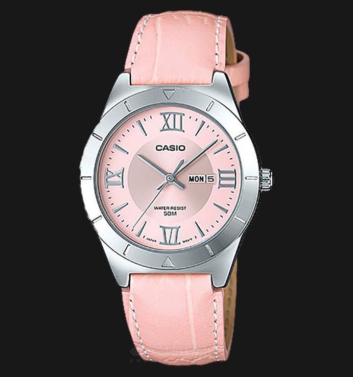Casio LTP-1410L-4AVDF - Enticer Ladies - Pink Dial Ion Plated Pink Leather Strap
