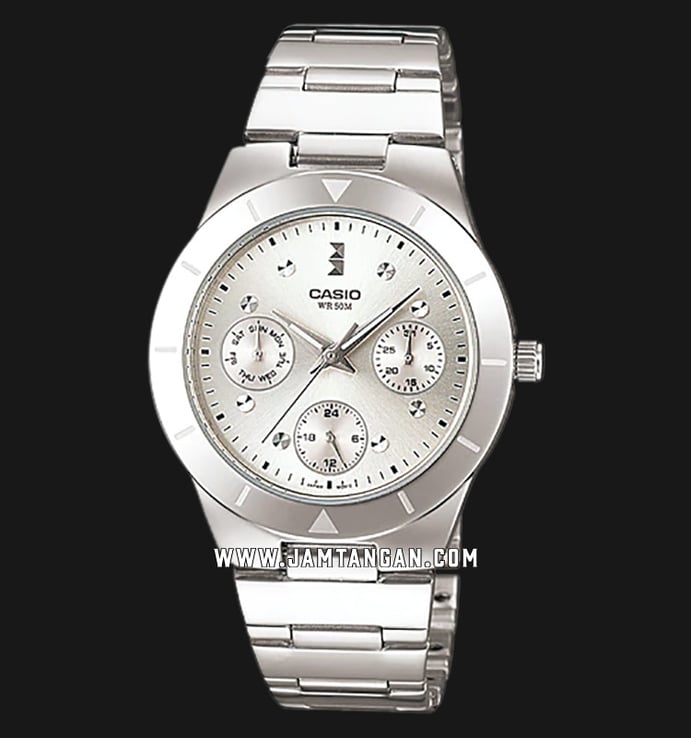 Casio LTP-2083D-7AVDF Enticer Ladies Silver Dial Stainless Steel Strap